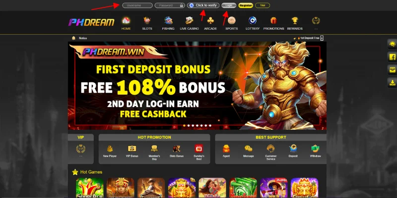 Go to the official website and click Login